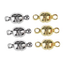 6 Sets Brass Silver / Gold Plated Magnetic Oval Ball Clasps Connectors for Jewellery Making Accessories