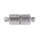 5 Sets Brass Silver Tone Engraved Magnetic Clasps Craft Findings Necklace Jewellery Making Clasps Ends Connectors - 15x5mm