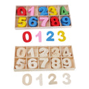 60 Pieces Natural Wood 0-9 Arabic Number Embellishment with Wood Box for Kids Educational Toys Games