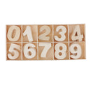 60 Pieces Natural Wood 0-9 Arabic Number Embellishment with Wood Box for Kids Educational Toys Games