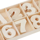 60 Pieces Natural Wood 0-9 Arabic Number Embellishment with Wood Box for Kids Educational Toys Games