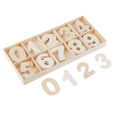 60 Pieces Natural Wood 0-9 Arabic Number Embellishment with Wood Box for Kids Educational Toys Games