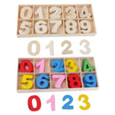 60 Pieces Natural Wood 0-9 Arabic Number Embellishment with Wood Box for Kids Educational Toys Games