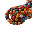 52 Pcs Colorful Howlite Turquoises Carved Skull Loose Beads for Jewelry Making Craft