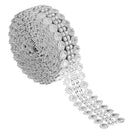 5 Yards Sparkling Diamond Rhinestone Mesh Ribbon Wrap Roll for Arts & Crafts, Event Decorations, Wedding Cake, Birthdays, Baby Shower, 1" x 5 Yards, 4 Round Heart Bows