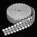 5 Yards Sparkling Diamond Rhinestone Mesh Ribbon Wrap Roll for Arts & Crafts, Event Decorations, Wedding Cake, Birthdays, Baby Shower, 1" x 5 Yards, 4 Round Heart Bows