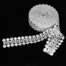 5 Yards Sparkling Diamond Rhinestone Mesh Ribbon Wrap Roll for Arts & Crafts, Event Decorations, Wedding Cake, Birthdays, Baby Shower, 1" x 5 Yards, 4 Round Heart Bows