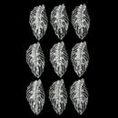 10 Pieces Metal Silver Leaf Rhinestone Buttons Flat Back Crystal Buttons Craft Making Accessories Wedding Invitation Card Decoration Sewing Embellishments