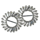 Pack of 2 41mm Round Crystal Flower Rhinestone Buckle Invitation Ribbon Slider For Wedding Invitation Bridal Embellishment Silver