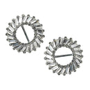 Pack of 2 41mm Round Crystal Flower Rhinestone Buckle Invitation Ribbon Slider For Wedding Invitation Bridal Embellishment Silver