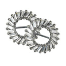 Pack of 2 41mm Round Crystal Flower Rhinestone Buckle Invitation Ribbon Slider For Wedding Invitation Bridal Embellishment Silver