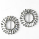 Pack of 2 41mm Round Crystal Flower Rhinestone Buckle Invitation Ribbon Slider For Wedding Invitation Bridal Embellishment Silver