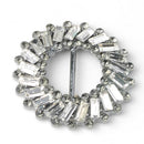 Pack of 2 41mm Round Crystal Flower Rhinestone Buckle Invitation Ribbon Slider For Wedding Invitation Bridal Embellishment Silver