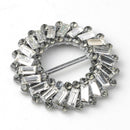 Pack of 2 41mm Round Crystal Flower Rhinestone Buckle Invitation Ribbon Slider For Wedding Invitation Bridal Embellishment Silver