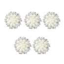 5 Pieces Beige Alloy Crystal Pearl Flower Buttons Jewelry Making Findings 32mm