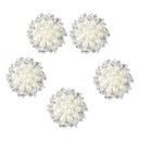 5 Pieces Beige Alloy Crystal Pearl Flower Buttons Jewelry Making Findings 32mm