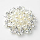 5 Pieces Beige Alloy Crystal Pearl Flower Buttons Jewelry Making Findings 32mm
