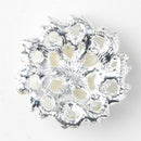 5 Pieces Beige Alloy Crystal Pearl Flower Buttons Jewelry Making Findings 32mm