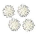 5 Pieces Beige Alloy Crystal Pearl Flower Buttons Jewelry Making Findings 32mm