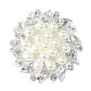 5 Pieces Beige Alloy Crystal Pearl Flower Buttons Jewelry Making Findings 32mm