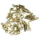 26Pcs Assorted Bronze Metal Alphabet Letter Charm Pendants Loose Beads Jewellery