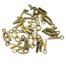26Pcs Assorted Bronze Metal Alphabet Letter Charm Pendants Loose Beads Jewellery