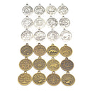 Pack of 24 Mixed Antique Tibetan Silver Bronze Assorted Charms Pendants Findings for Jewelry Bracelet Necklace Making and Crafting Supplies, 20x17mm