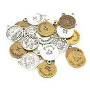 Pack of 24 Mixed Antique Tibetan Silver Bronze Assorted Charms Pendants Findings for Jewelry Bracelet Necklace Making and Crafting Supplies, 20x17mm