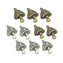 20Pcs Mini Metal Mushroom Charms Pendants DIY Jewelry Making Finding Crafts