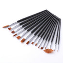 15Pieces Artist Brushes Paint Brush Set Flat & Tipped Different Size and Length