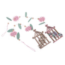 2 Pieces Leaves Flower House Design Wooden Hanging Ornament for Christmas Home Decoration