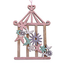 2 Pieces Leaves Flower House Design Wooden Hanging Ornament for Christmas Home Decoration