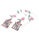 2 Pieces Leaves Flower House Design Wooden Hanging Ornament for Christmas Home Decoration