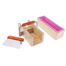 Wooden Soap Loaf Cutter Mold and Soap Cutter Set - Rectangle Silicone Soap Mold with Wood Box & Straight Soap Cutter & Wavy Soap Cutter