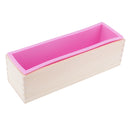 Wooden Soap Loaf Cutter Mold and Soap Cutter Set - Rectangle Silicone Soap Mold with Wood Box & Straight Soap Cutter & Wavy Soap Cutter