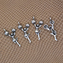 50 Piece Silver Mini Alloy Hollow Cheerleaders Shape Charms Pendants DIY Jewelry Making Findings