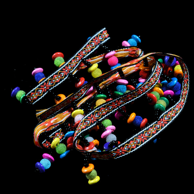 1 yard Colored Rainbow Beaded Drop Trim Tassel Braid Fringe Ribbon for Sewing Crafts Clothes Curtains Costume Headband Edging Trimmings