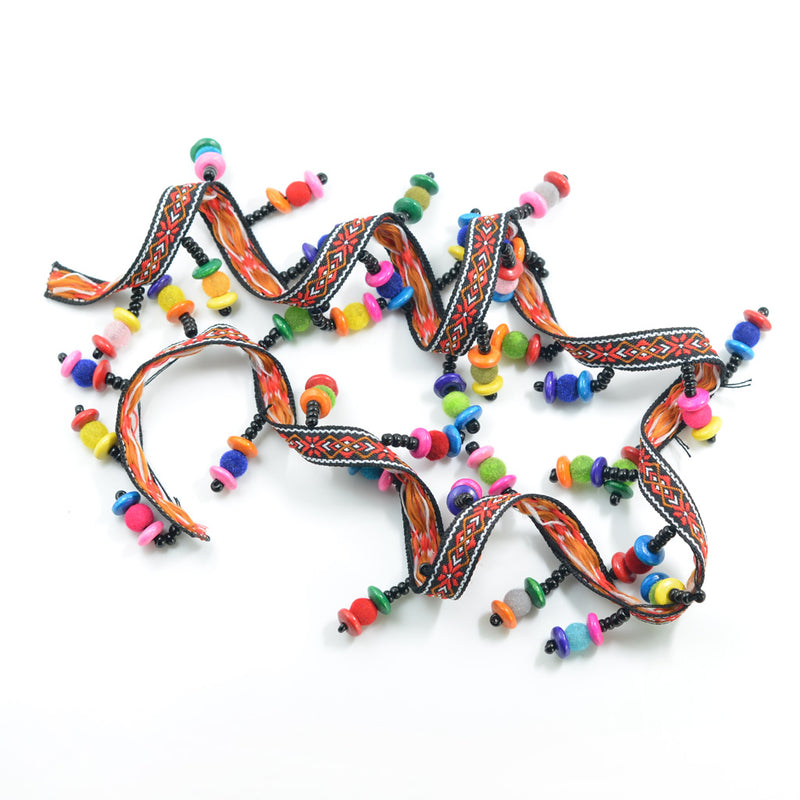 1 yard Colored Rainbow Beaded Drop Trim Tassel Braid Fringe Ribbon for Sewing Crafts Clothes Curtains Costume Headband Edging Trimmings