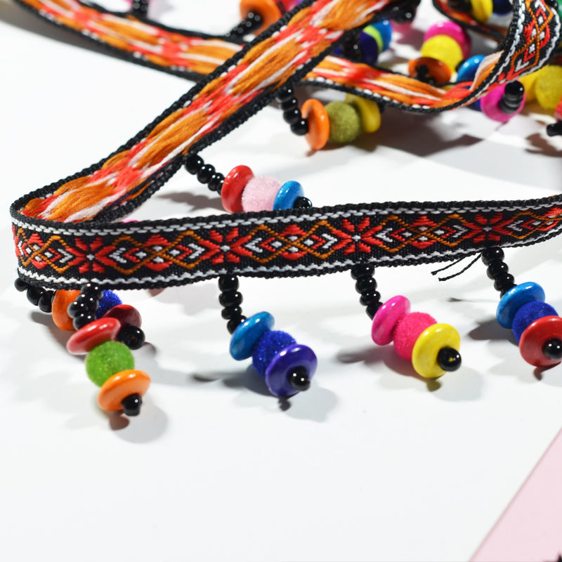1 yard Colored Rainbow Beaded Drop Trim Tassel Braid Fringe Ribbon for Sewing Crafts Clothes Curtains Costume Headband Edging Trimmings