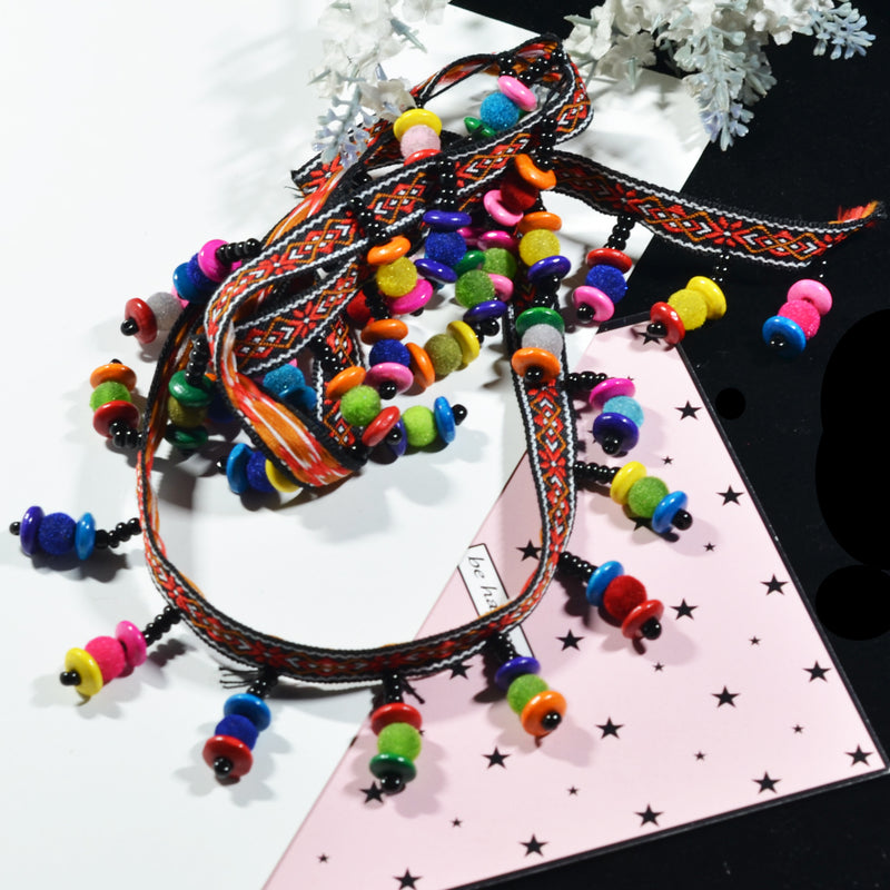 1 yard Colored Rainbow Beaded Drop Trim Tassel Braid Fringe Ribbon for Sewing Crafts Clothes Curtains Costume Headband Edging Trimmings