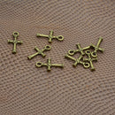 Religious 3D X Knot Cross Charms - 21 x 11 mm - Pack of 50 - Metal Antique Bronze Colors, Tiny Cross Pendants Ancient Bronze Jewelry Findings Beads DIY Craft Supplies