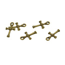 Religious 3D X Knot Cross Charms - 21 x 11 mm - Pack of 50 - Metal Antique Bronze Colors, Tiny Cross Pendants Ancient Bronze Jewelry Findings Beads DIY Craft Supplies
