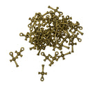 Religious 3D X Knot Cross Charms - 21 x 11 mm - Pack of 50 - Metal Antique Bronze Colors, Tiny Cross Pendants Ancient Bronze Jewelry Findings Beads DIY Craft Supplies