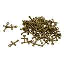 Religious 3D X Knot Cross Charms - 21 x 11 mm - Pack of 50 - Metal Antique Bronze Colors, Tiny Cross Pendants Ancient Bronze Jewelry Findings Beads DIY Craft Supplies