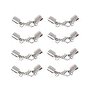 8 Sets Metal Plated White K Leather Chain Necklace End Cap with Lobster Clasp Connector DIY Bracelet Choker Jewelry Findings (Fit 5.5mm Cords)