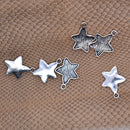 Wholesale 100 Pieces 20X15MM Star Pendant Bezel Trays, Tibetan Silver, Blanks Cameo Bezel Cabochon Settings for Jewelry Making Charms