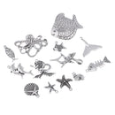13 Pieces Zinc Alloy Plated Charms Pendants Simulated Mixed Sea Shell Starfishes Suspension Pendants Bracelet Necklace Accessories