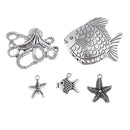 13 Pieces Zinc Alloy Plated Charms Pendants Simulated Mixed Sea Shell Starfishes Suspension Pendants Bracelet Necklace Accessories