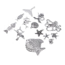 13 Pieces Zinc Alloy Plated Charms Pendants Simulated Mixed Sea Shell Starfishes Suspension Pendants Bracelet Necklace Accessories