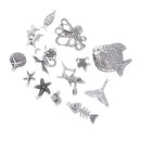 13 Pieces Zinc Alloy Plated Charms Pendants Simulated Mixed Sea Shell Starfishes Suspension Pendants Bracelet Necklace Accessories